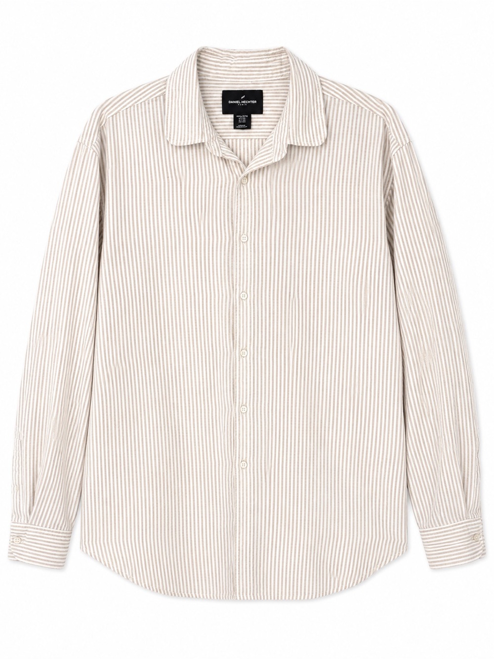 Daniel Hechter Paris Striped Button Down Shirt XXL Beige White Long Sleeve